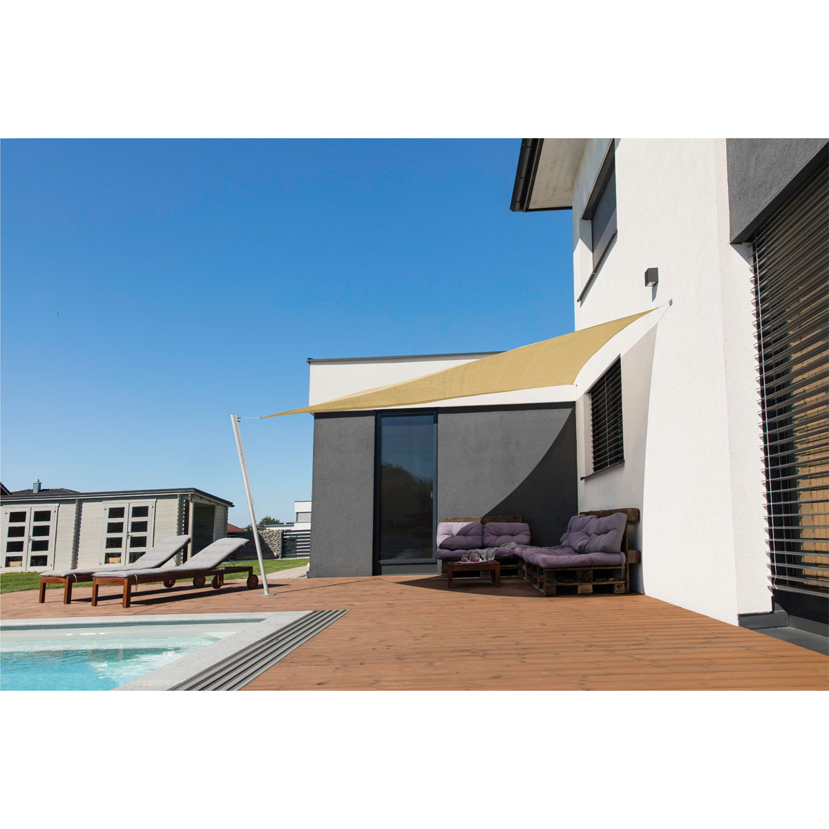 Dreieck-Segel Capri 4 x 4 x 4 m champagner Bild 1