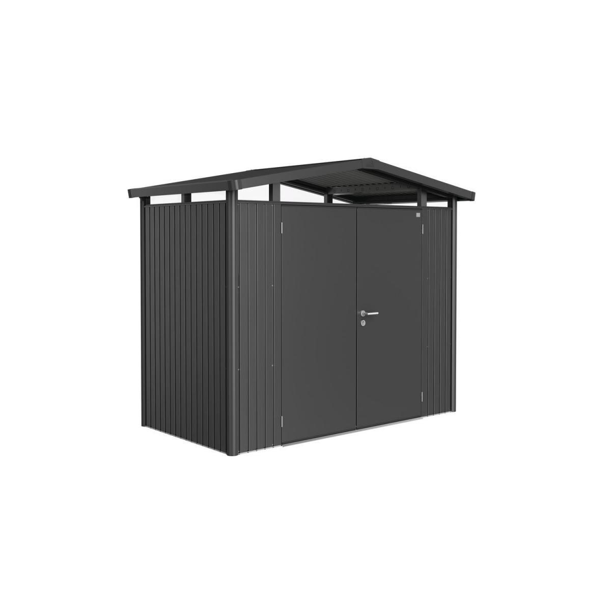 Biohort Gerätehaus Panorama Größe P1 Dunkelgrau-Metallic Doppeltür