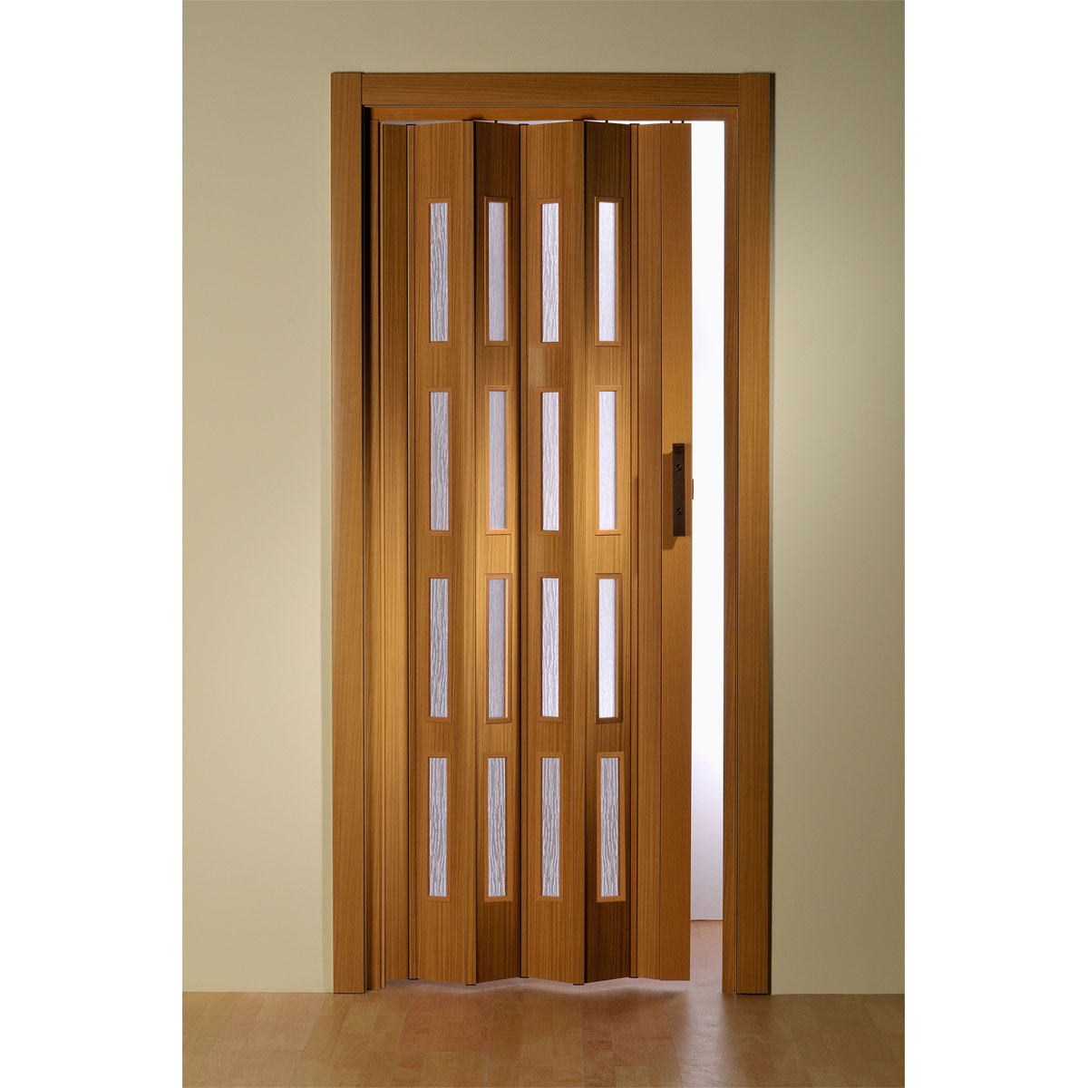 FORTE Kunststoff-Falttür Luciana B 88,5 x H 202 cm Buche 4 Fenster