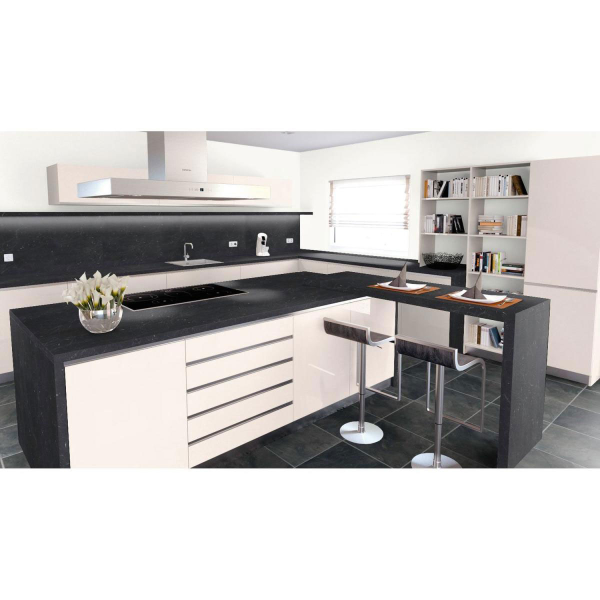 Küchenarbeitsplatte „marmor marquina kaviar grau“