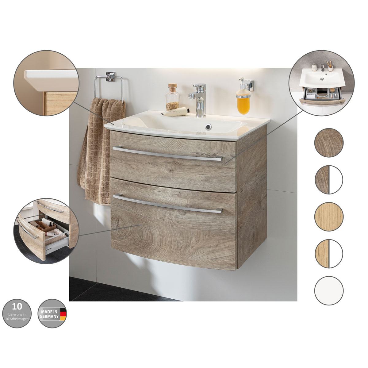 Fackelmann  Waschtisch-Set B.Style 632 x 543 x 460 mm Nature Oak Bild 5