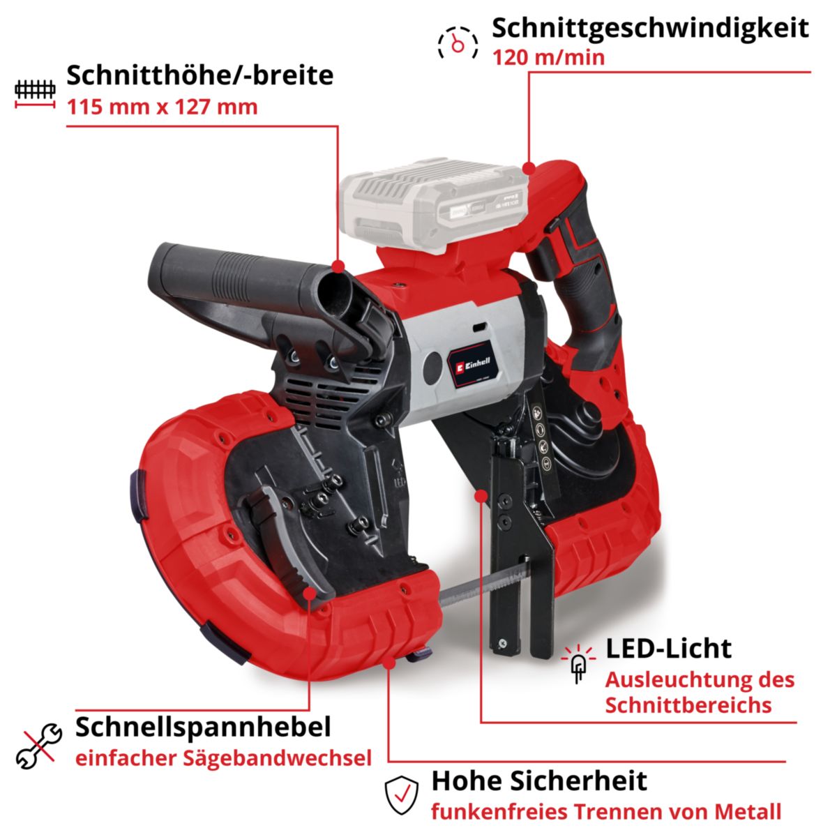 Einhell  Akku-Bandsäge TE-MB 18/127 Li-Solo Bild 2