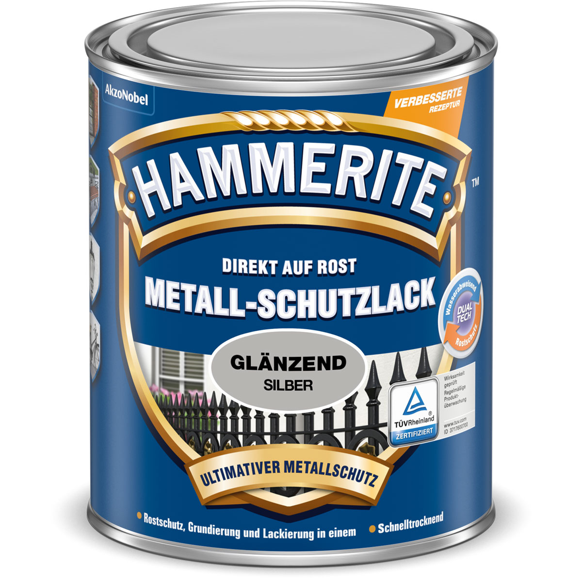Hammerite Metallschutzlack silber glänzend 2,5 L