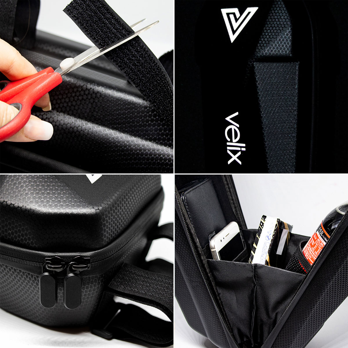 Velix Lenkertasche Zubehör Tasche für Lenker L30 cm mit Haltebändern Schwarz Bild 6