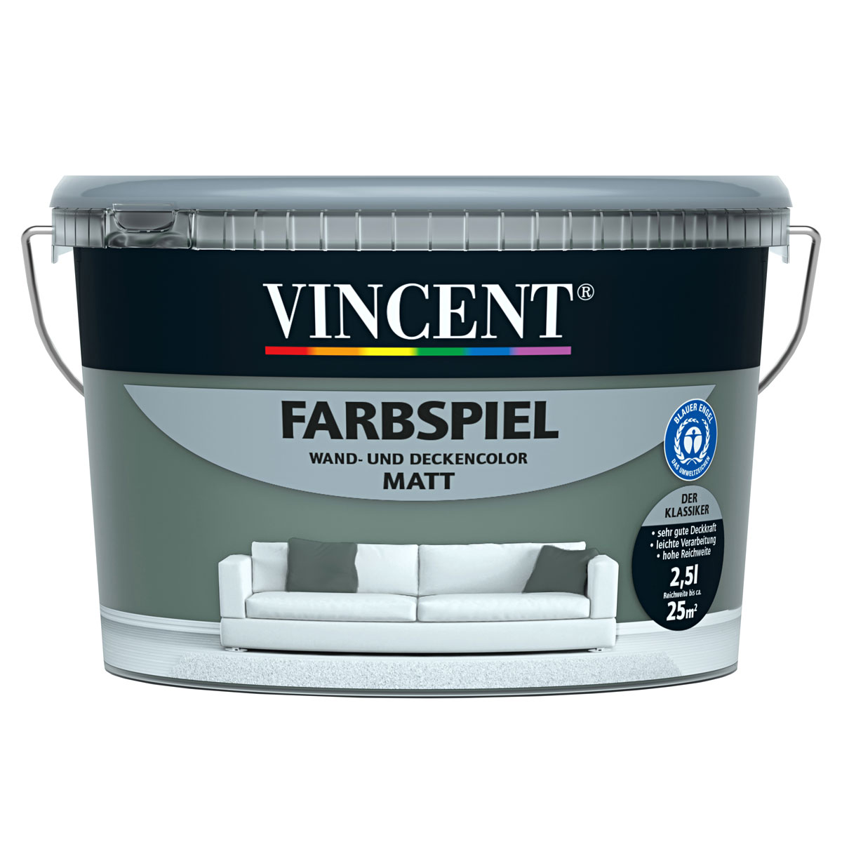 Vincent Farbspiel Dschungelgrün matt 2,5 L