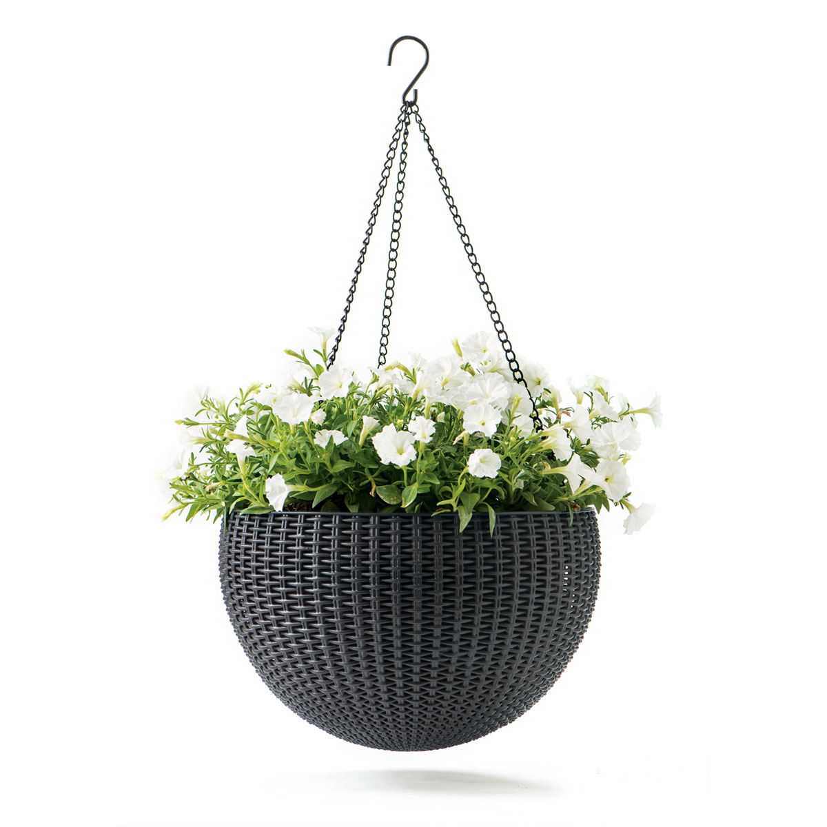 Haveson  Rattan-Pflanzampel Durchmesser 35 cm anthrazit