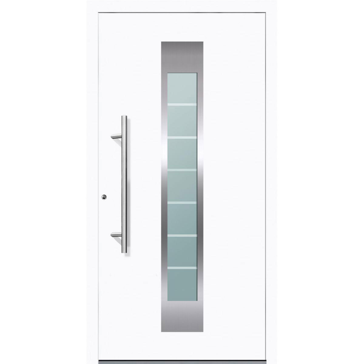 Aluminium Sicherheits-Haustür „Florenz Exklusiv“, 75mm, weiß, 100x210 cm, Anschlag links, inkl. Griffset