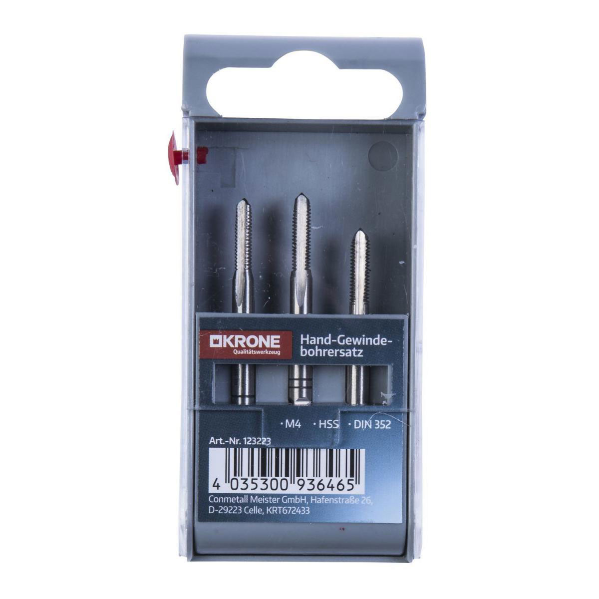 Krone Gewindebohrer-Satz HSS M4 3-teilig Bild 2