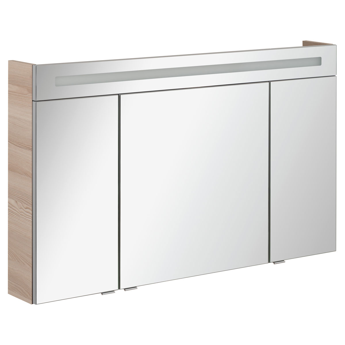 Fackelmann LED-Spiegelschrank B.clever 120 x 71 x 16 cm Alaska-Esche 3 Türen