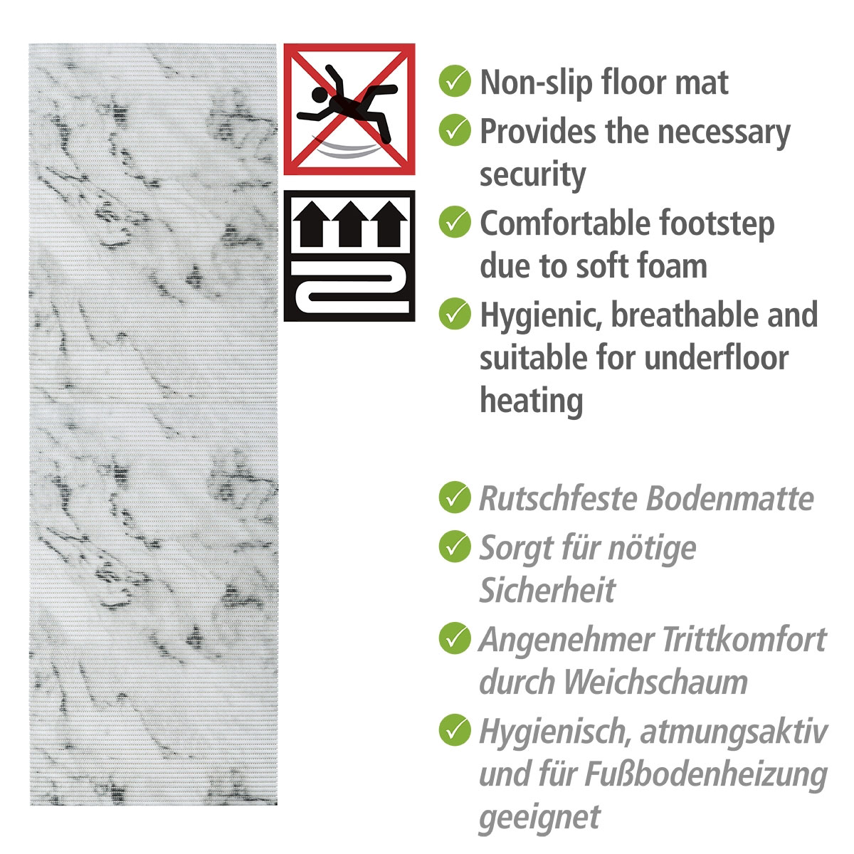Wenko  Badematte Marmor 65 x 200 cm Weichschaummatte Bild 2