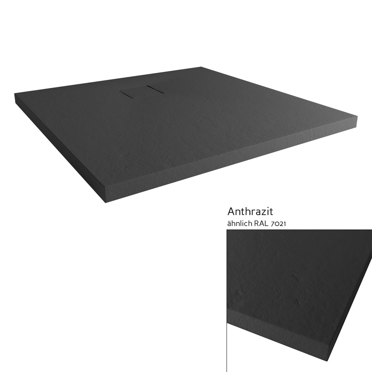 Mineralgruss-Duschwanne Modern Line Steinoptik, Anthrazit, 900 / 1400 mm