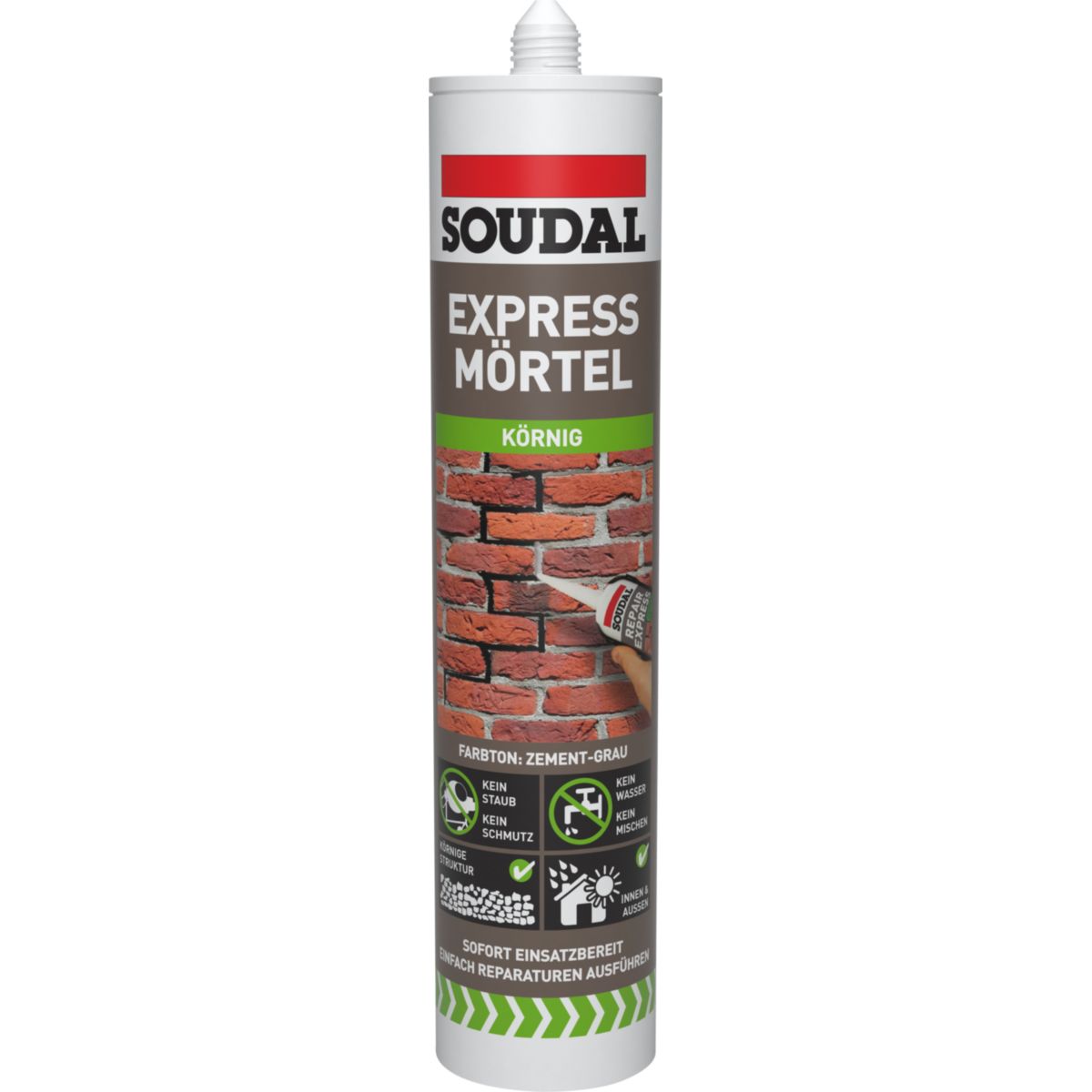 Soudal Reparatur-Mörtel körnige Struktur zementgrau
