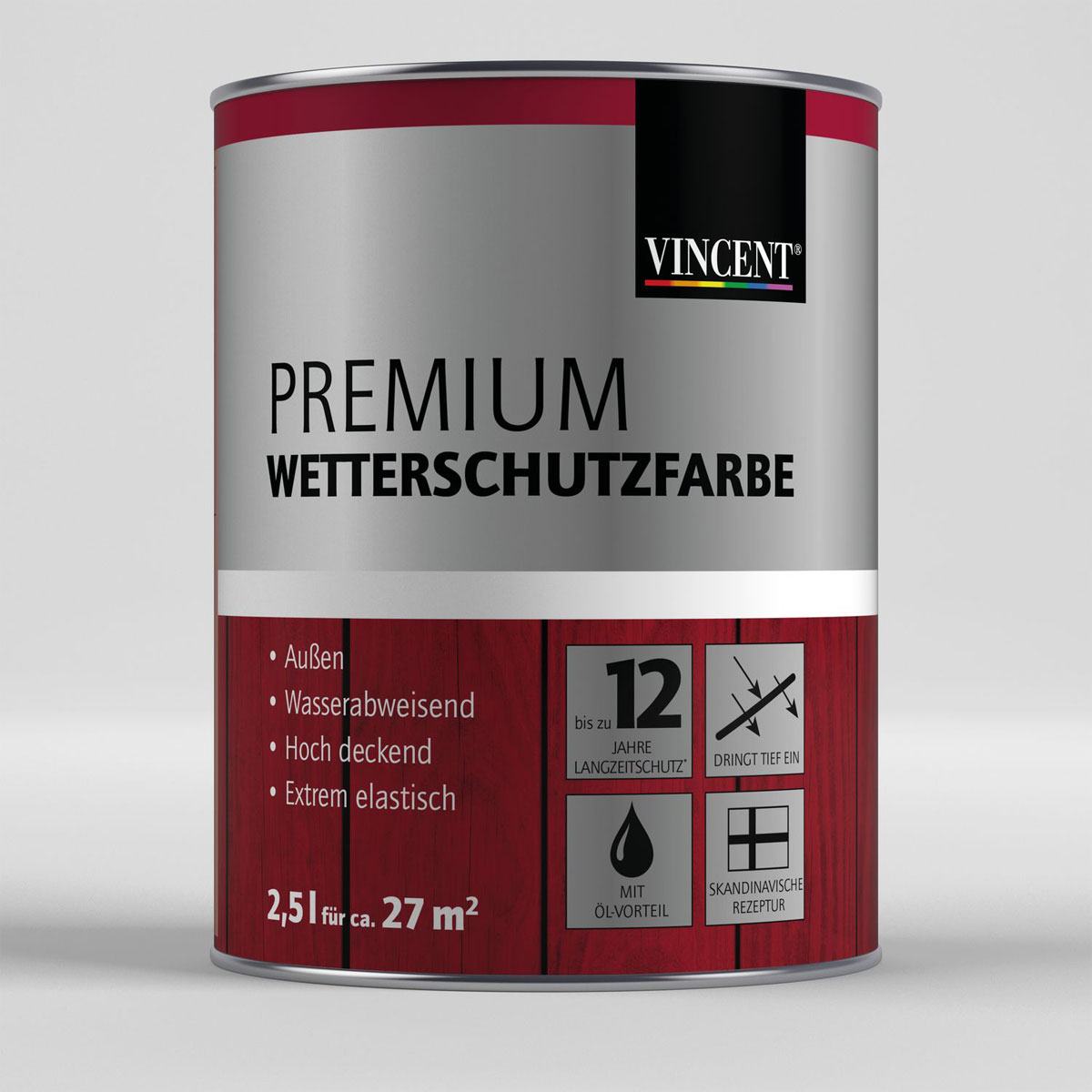 Premium Wetterschutzfarbe „Tiefschwarz“, 2,5 L