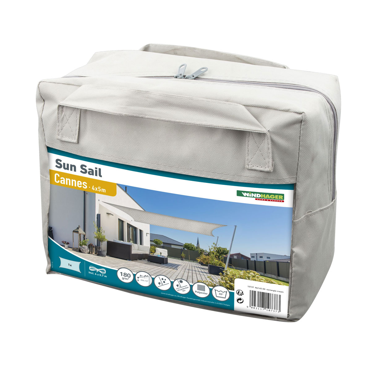 Rechteck-Segel Cannes 4 x 5 m grey Bild 4