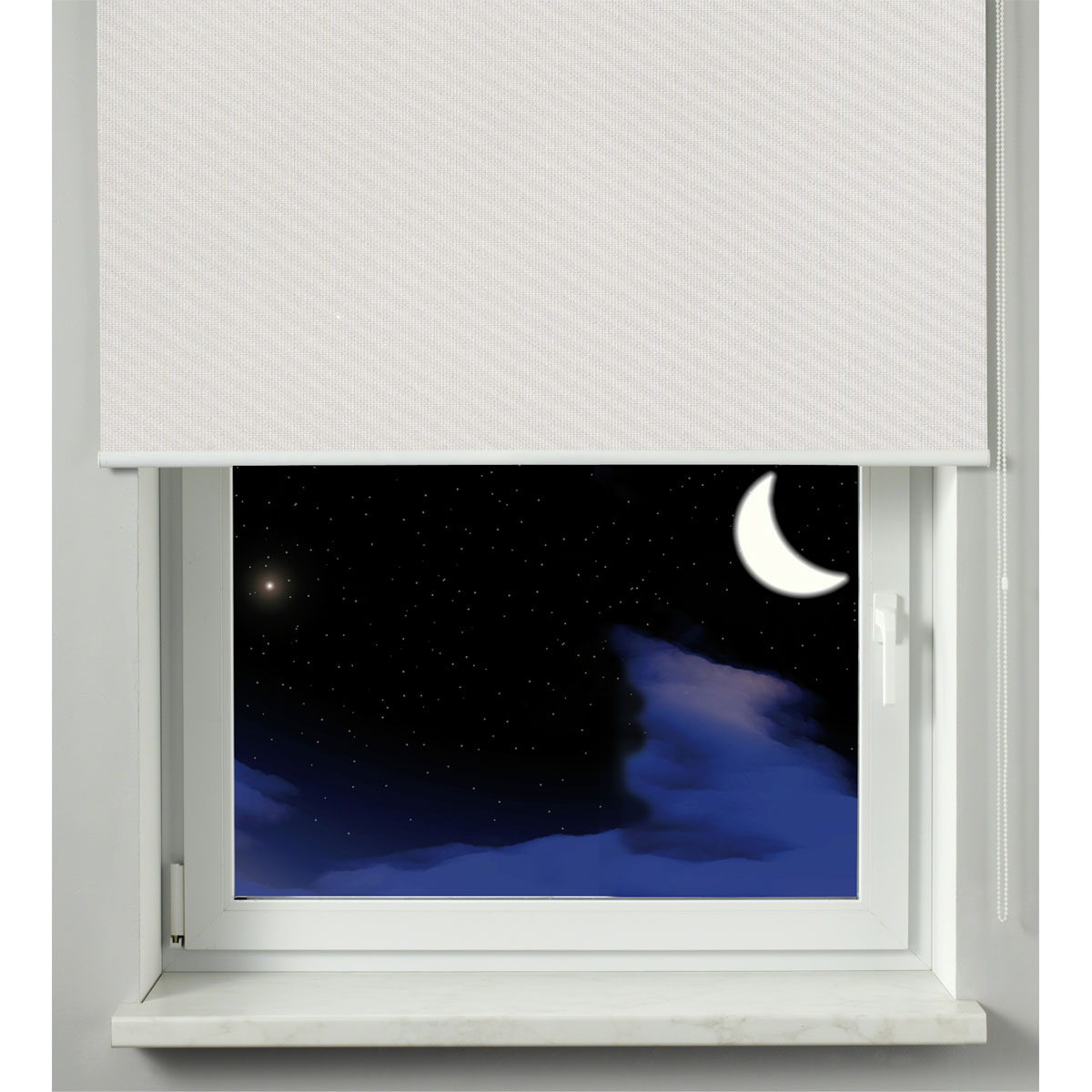 Seitenzugrollo „Thermo“, 142x180 cm, Streifen weiß