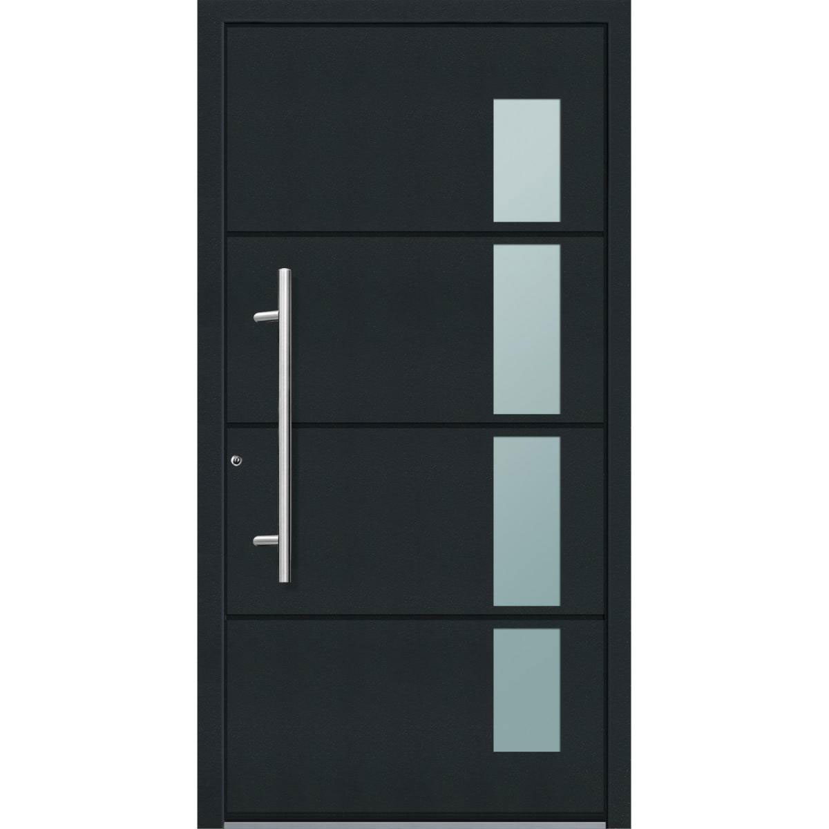 Aluminium Sicherheits-Haustür „Prato Superior“, 60mm, anthrazit, 100x210 cm, Anschlag links, inkl. Griffset