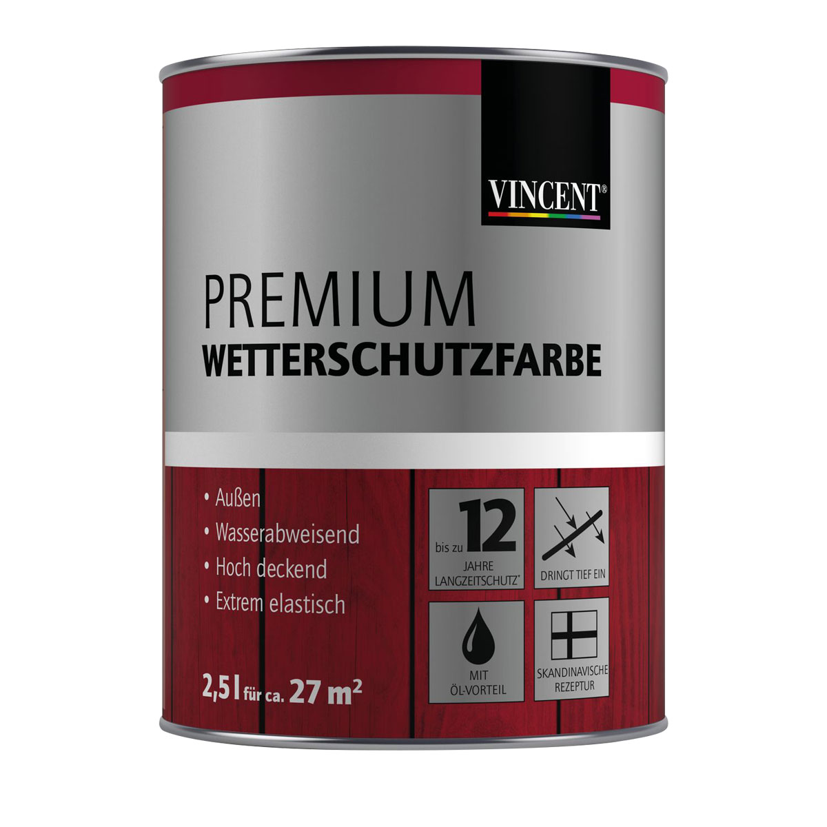 Vincent Premium Wetterschutzfarbe Reinweiß 2,5 L