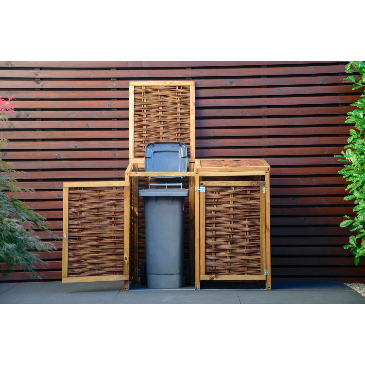 dobar Holz-Mülltonnenbox 125 x 80 x 115 cm braun Bild 8