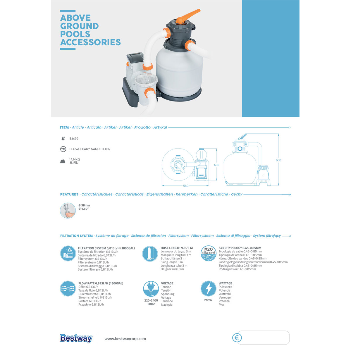 Bestway Sandfilteranlage mit Zeitschaltuhr 8.327 l/h Bild 7