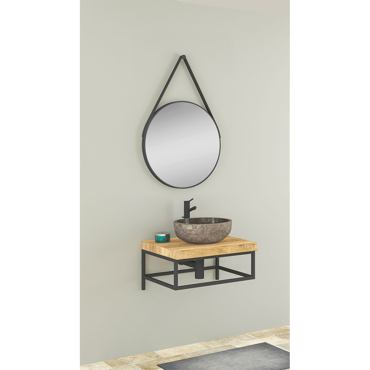 Aufsatzwaschbecken Tree aus Flussstein 38-45 x 30-35 x 13-15 cm