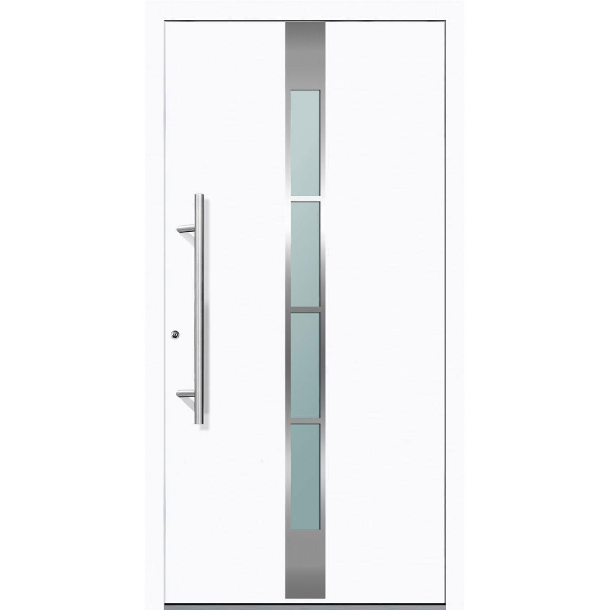 Aluminium Sicherheits-Haustür „Ferrara Exklusiv“, 75mm, weiß, 110x210 cm, Anschlag links, inkl. Griffset