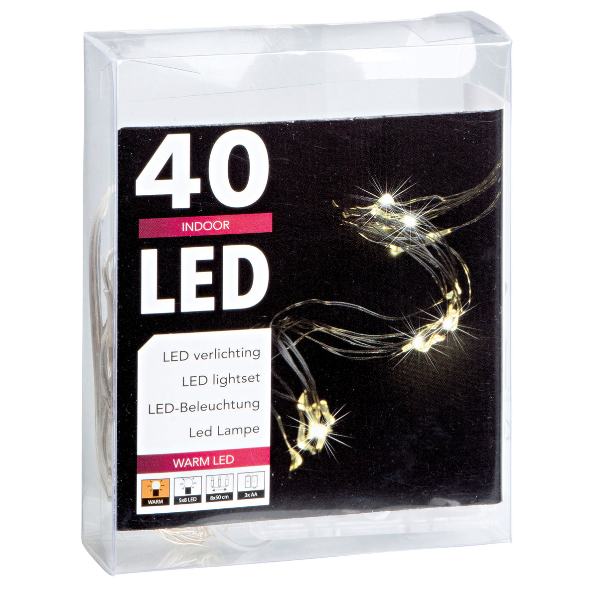 Drahtbeleuchtung 8 x 5 LEDs warmweiß