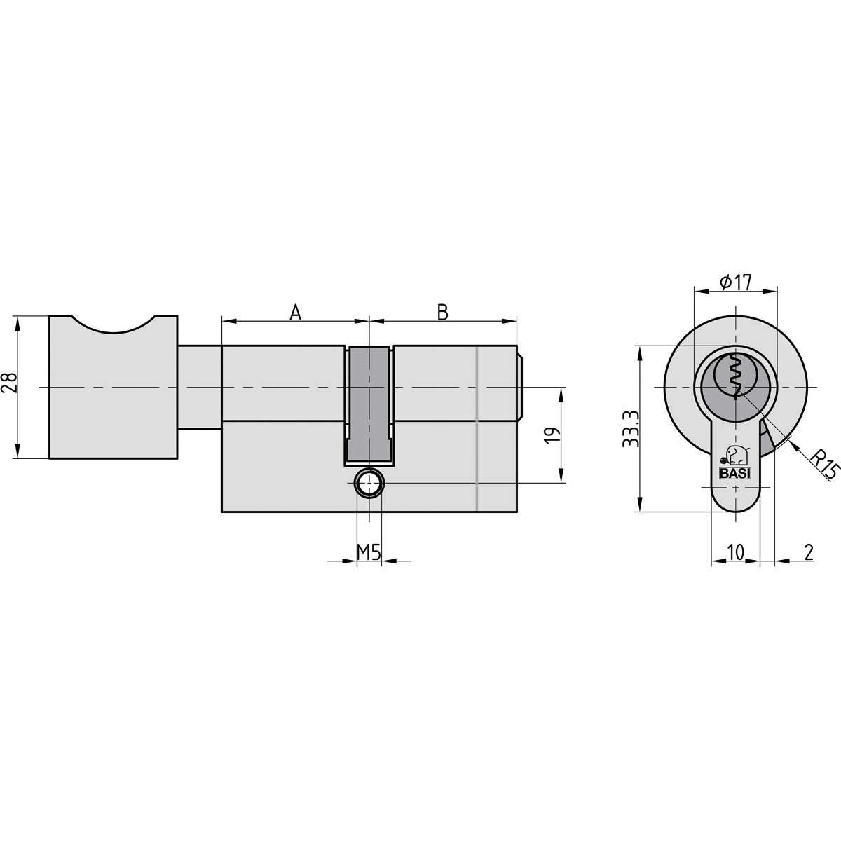 Profil-Knaufzylinder „V50“, K35x35mm, ohne Not- & Gefahrenfunktion, Gleichschließung Nr.10