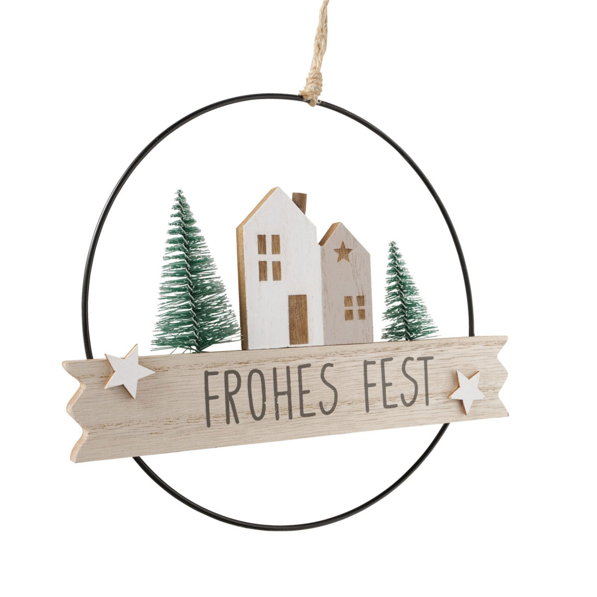 Dekoanhänger Gustaf sortiert Rund 22 x 2 x 20 cm schwarz grün natur weiss Metall