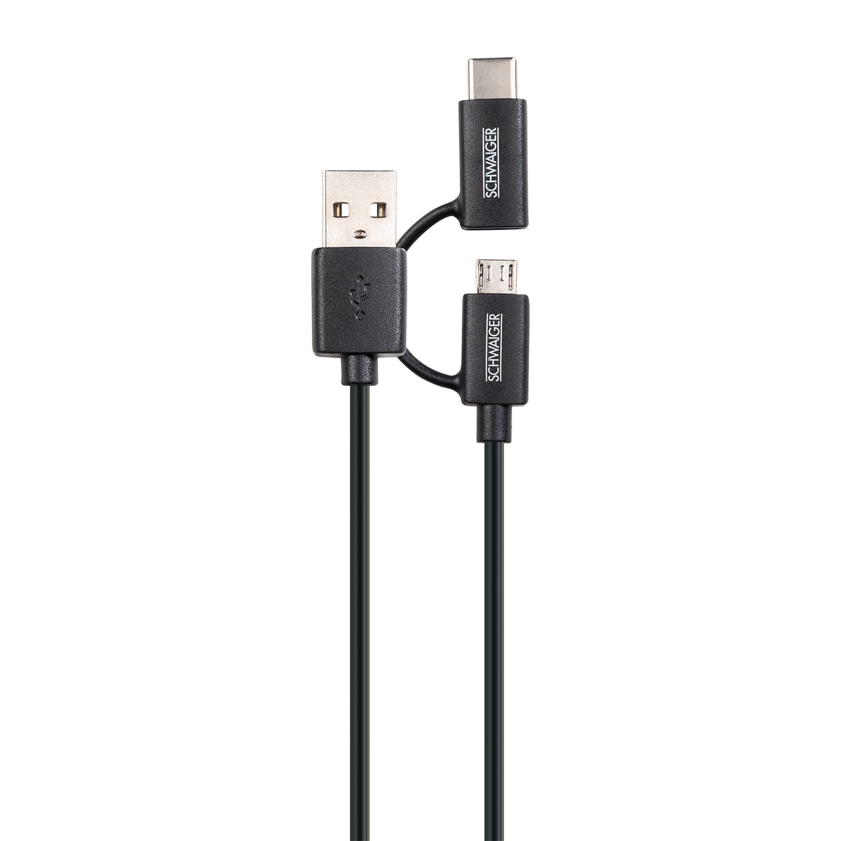 Schwaiger USB-3.1-A-Kabel mit C-Stecker/2.0 Micro1m schwarz