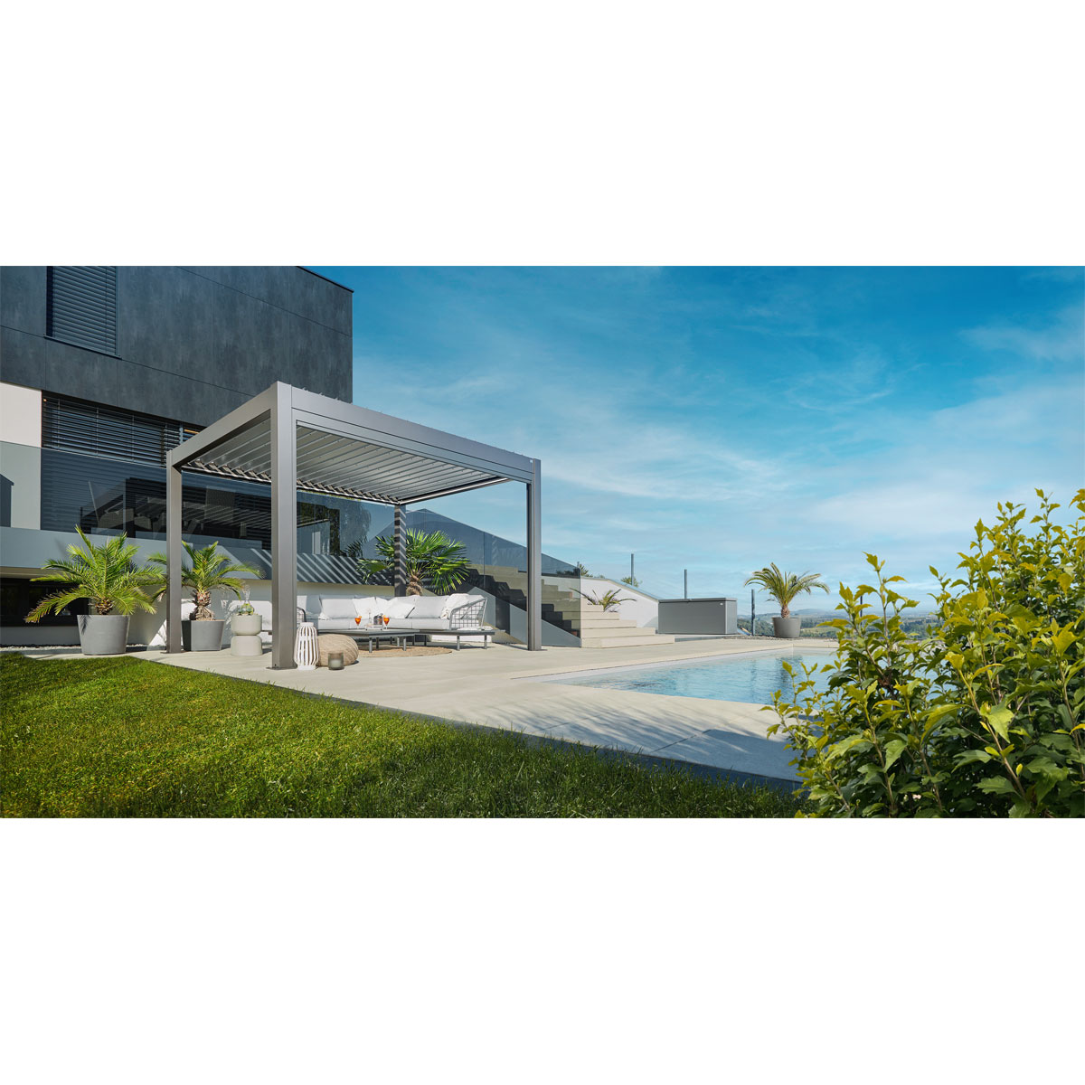 Biohort Pergola Gr. 3 x 3,5 quarzgrau/silber-metallic Bild 1