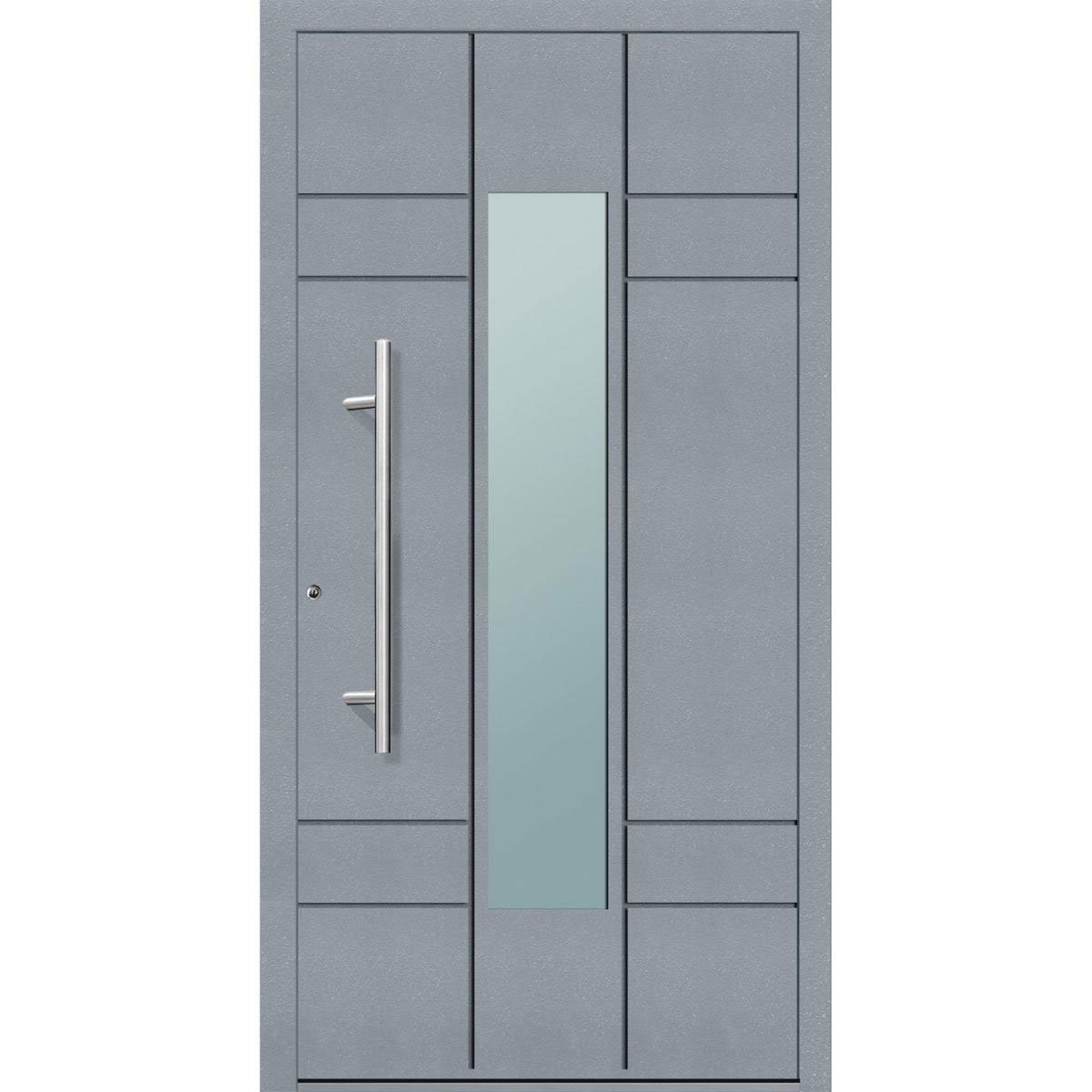 Aluminium Sicherheits-Haustür Como Exklusiv 75 mm grau 110 x 210 cm Anschlag links inkl Griffset