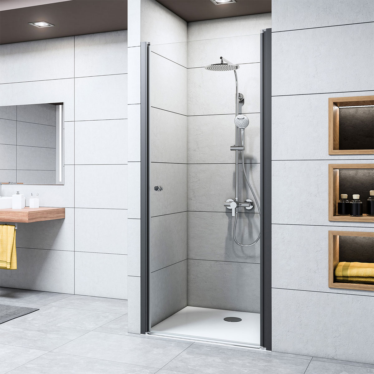 Breuer  Drehtür Elana 6 für Nische, Anschlag rechts, schwarz matt, Intima, 750 mm Bild 1