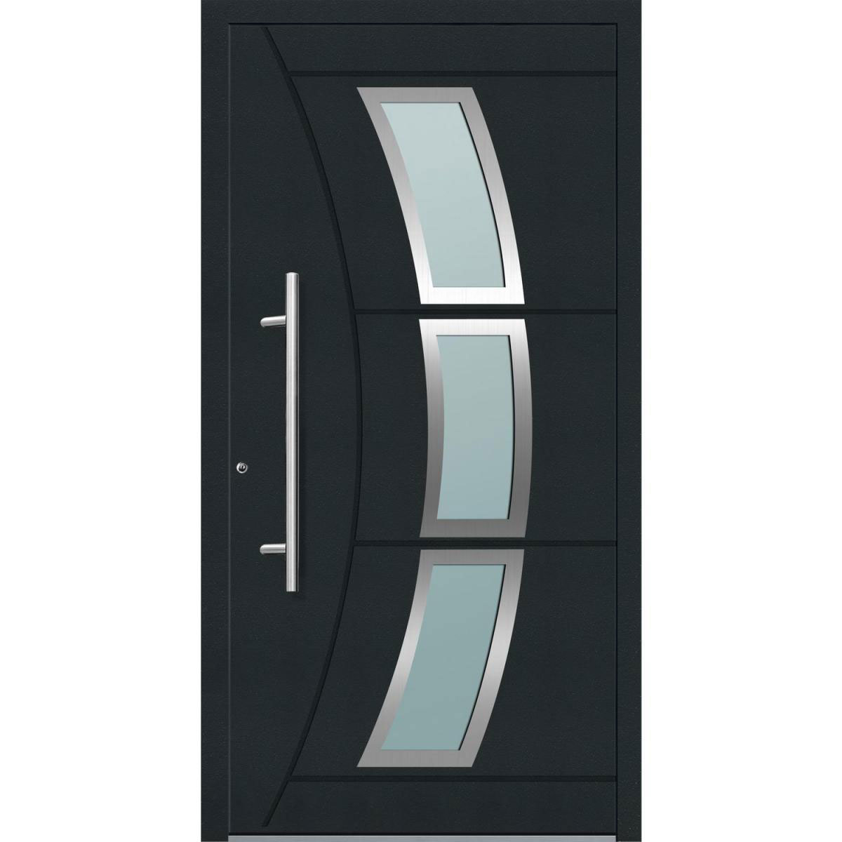 Aluminium Sicherheits-Haustür Venedig Superior 60 mm anthrazit 110 x 210 cm Anschlag rechts inkl Griffset