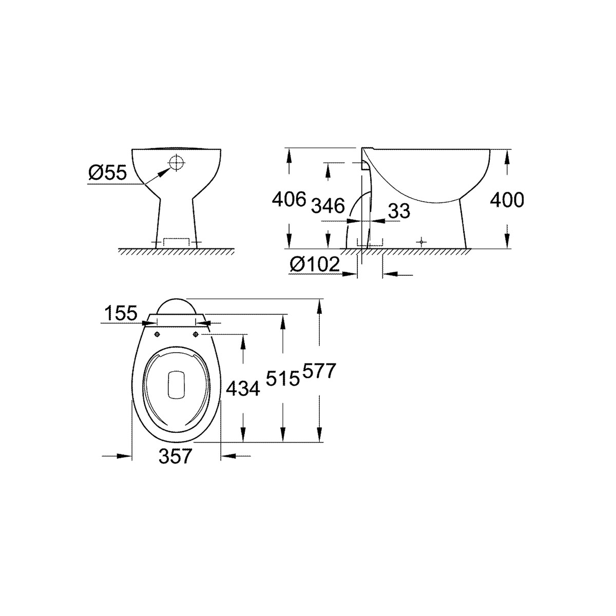 Grohe Stand-Tiefspül-WC Bau alpinweiß 35,7 x 40 x 57,7 cm Bild 2
