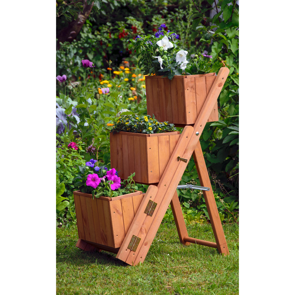 dobar Pflanztreppe ausklappbar 41 x 85 x 55 cm grau Kiefer braun Bild 5
