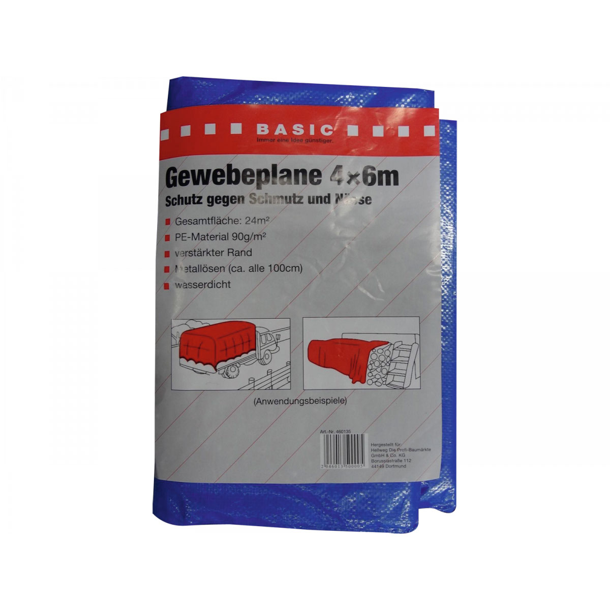 Basic Gewebeplane 6 x 4m blau 24 m²