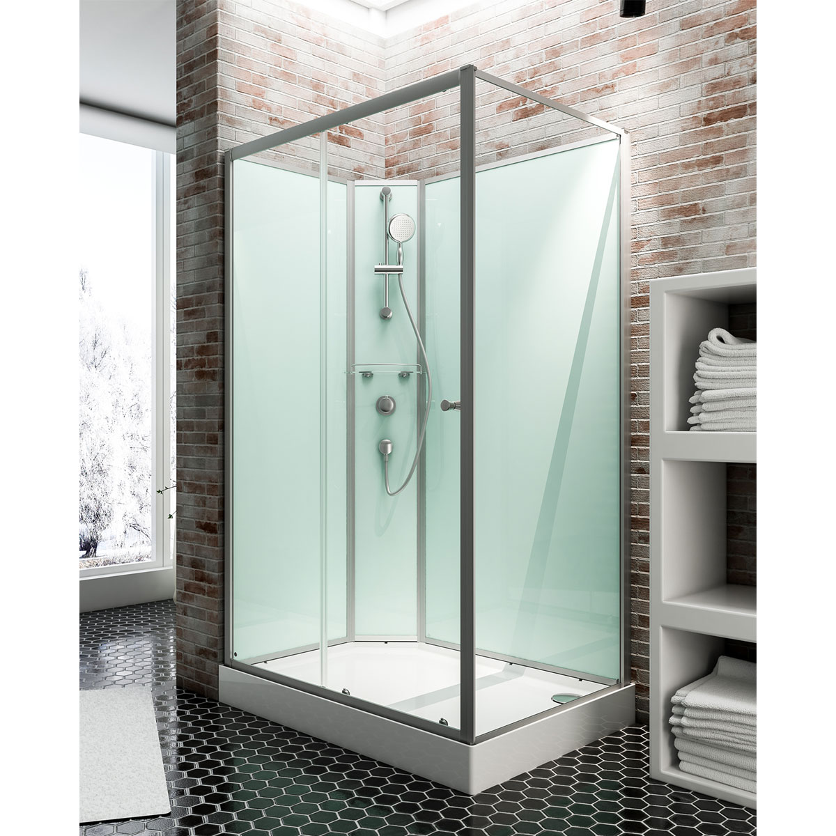 Schulte Wellnesskabine Ibiza 204 x 160 x 90 cm links light-grün