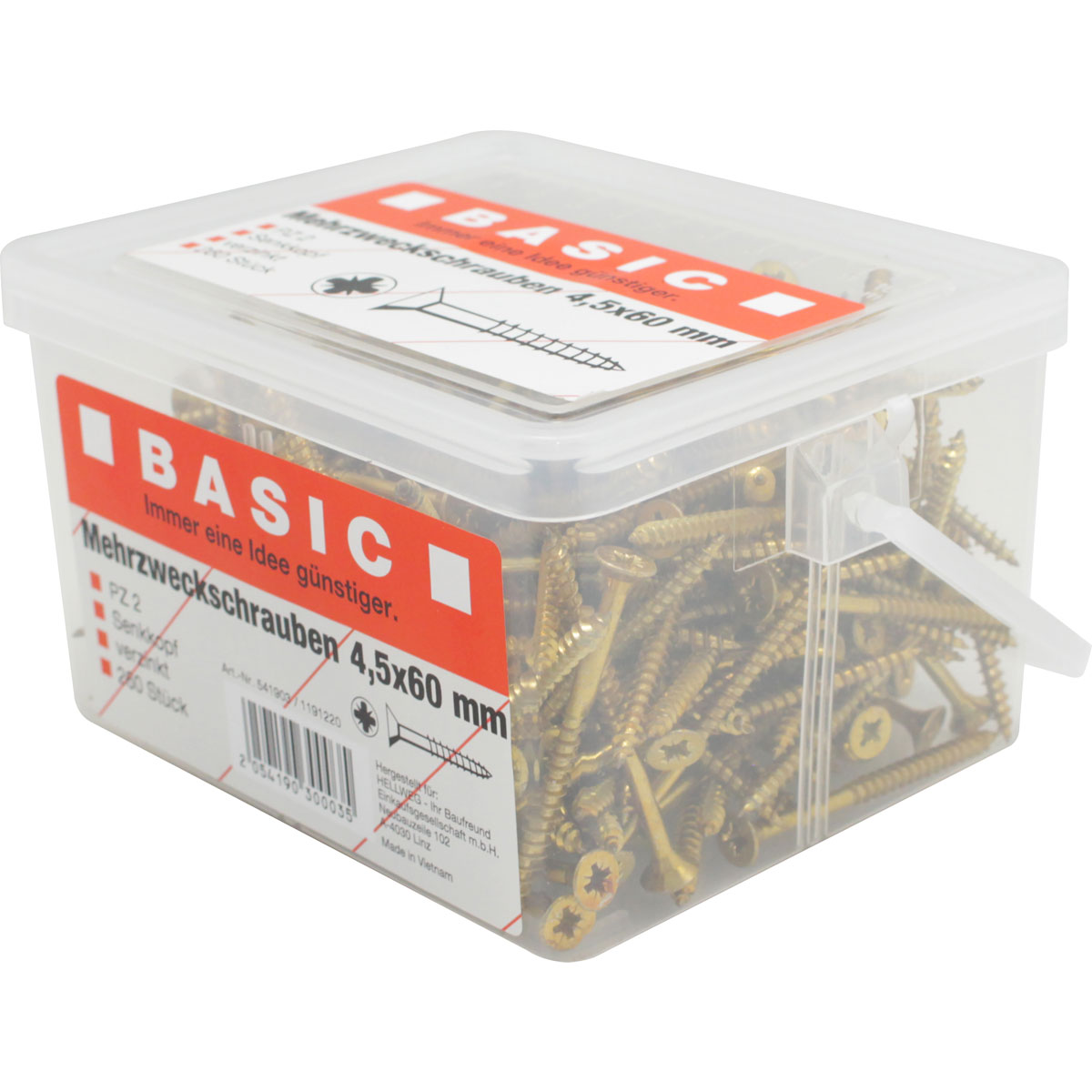 Basic Mehrzweckschraube 4,5 x 60 mm 260 Stück im Eimer Bild 3