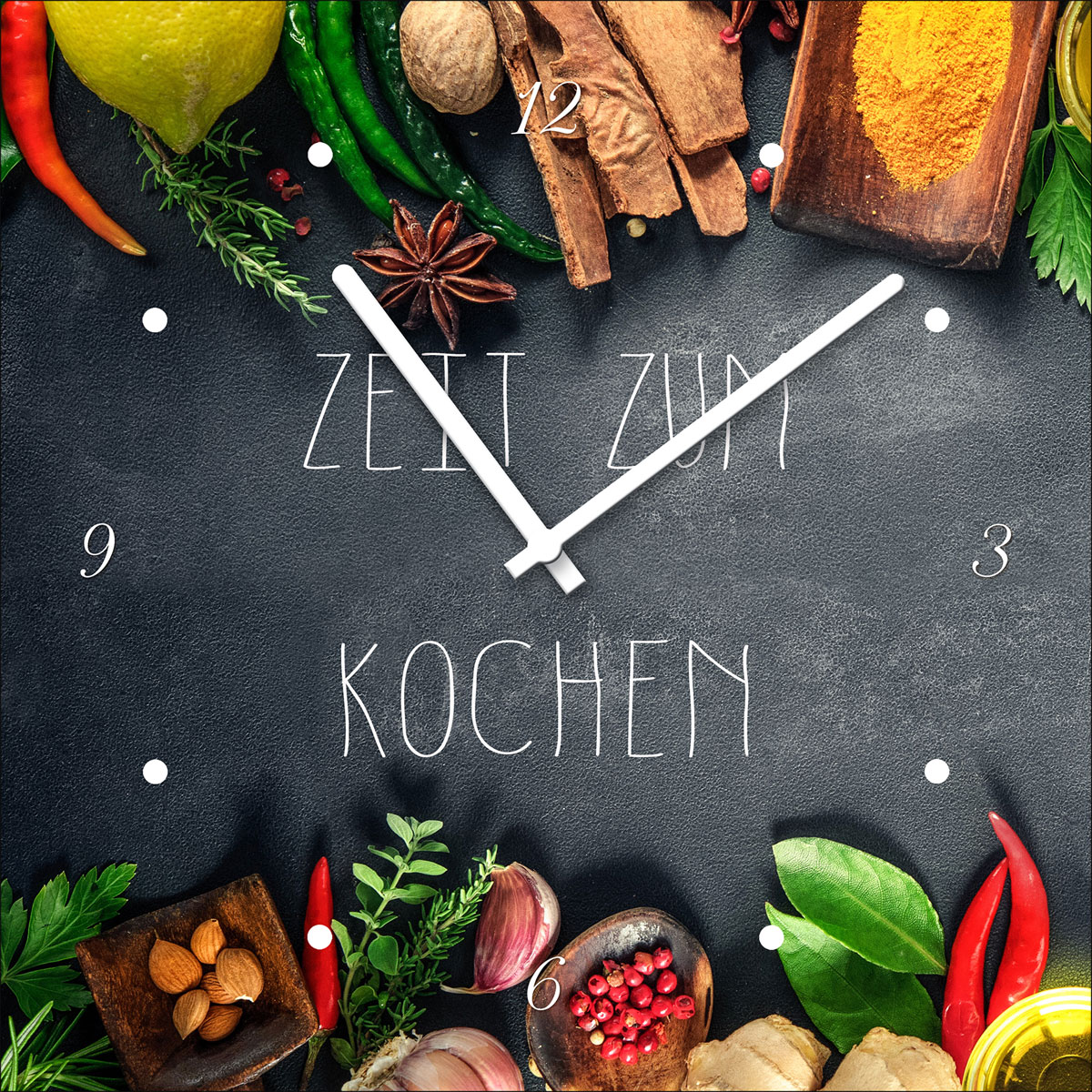 Time-Art, Zeit zum Kochen, 20x20 cm Glasuhr