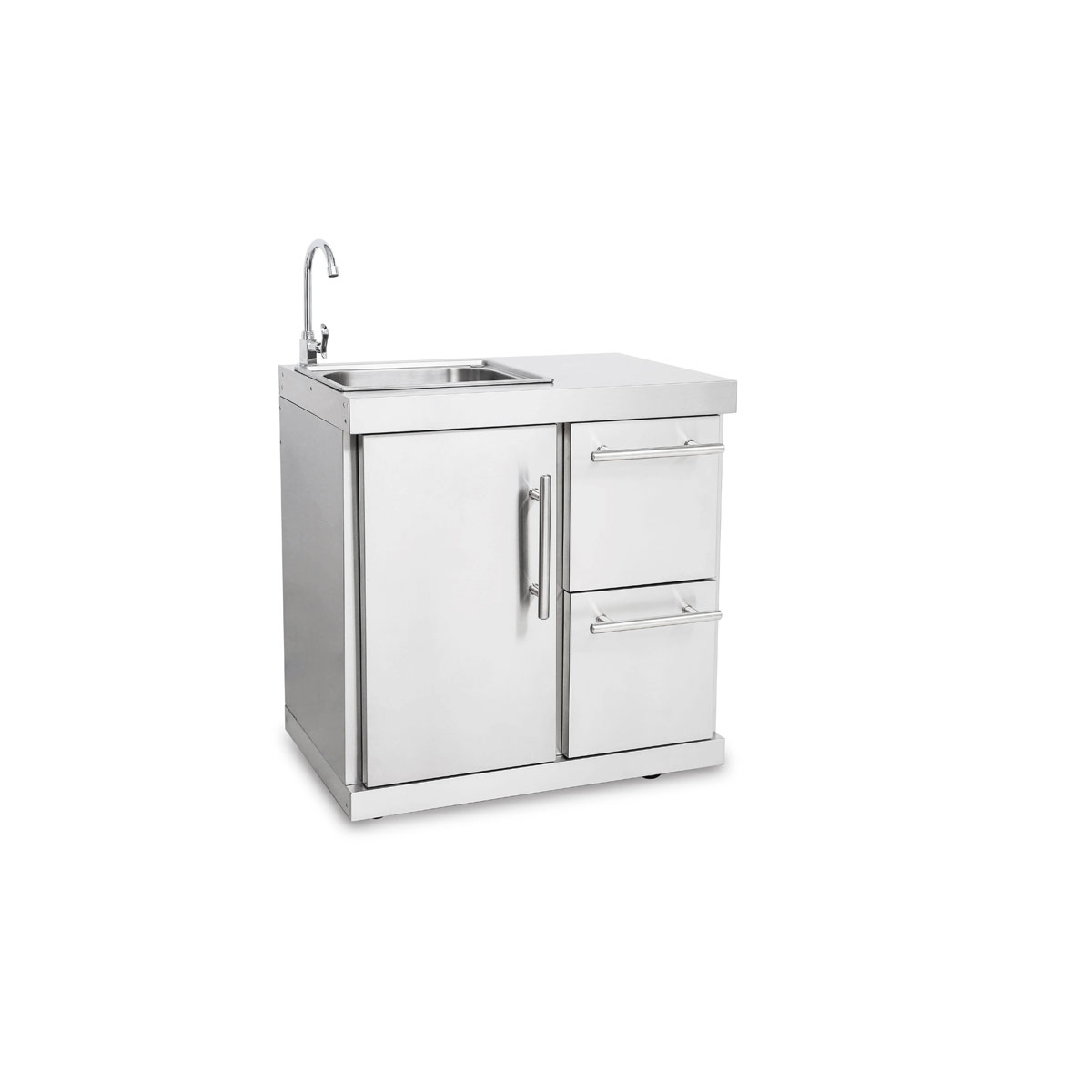 Edelstahl-Erweiterungsmodul mit Spülbecken Tür und 2 Schubladen