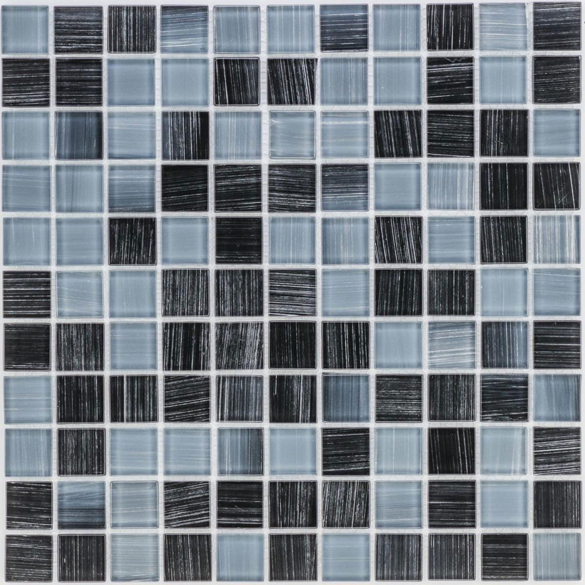 Glasmosaik Schwarz-Grau 30 x 30 x 0,4 cm