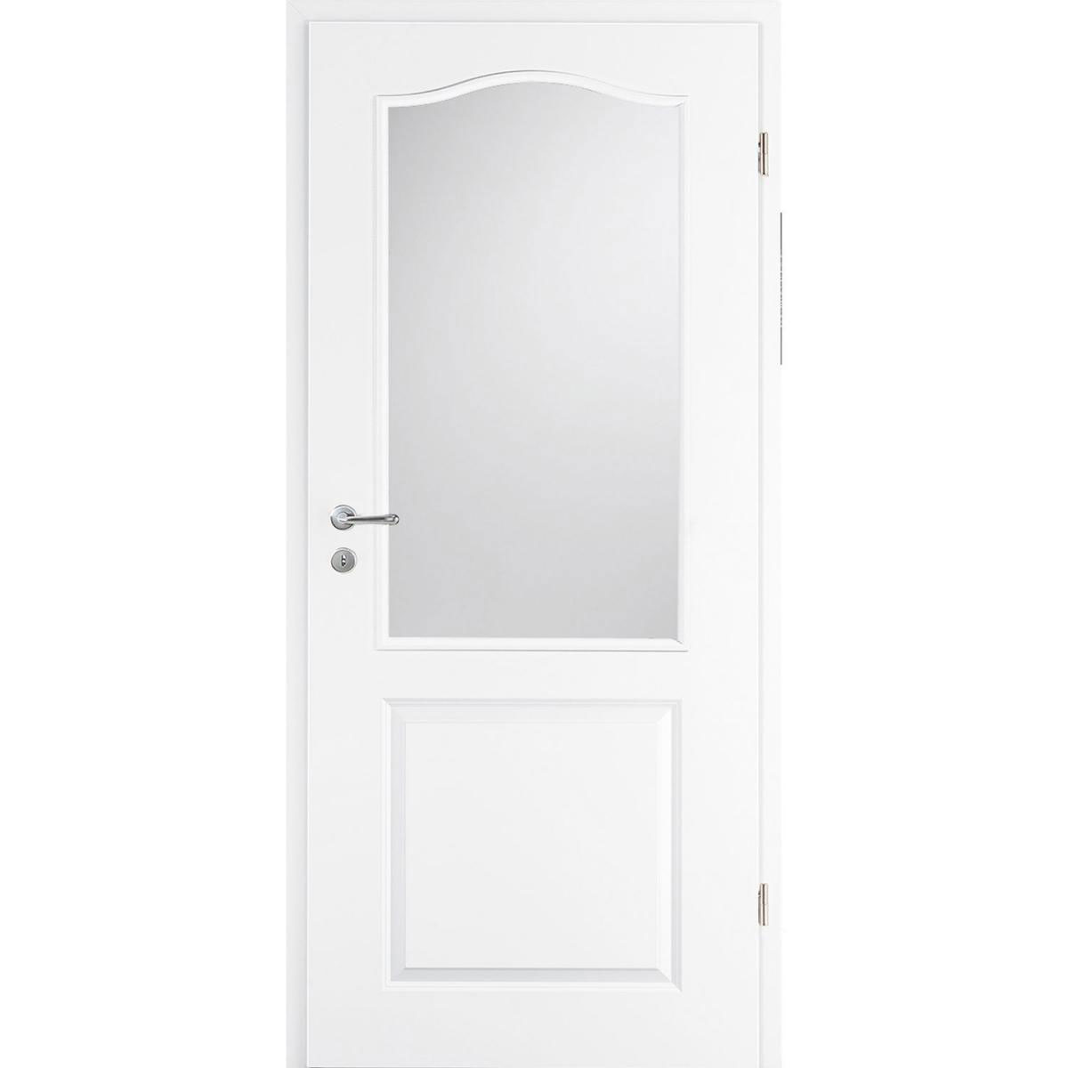 Zimmertür „Jütland" Weißlack mit Lichtausschnitt 86x198,5 cm, DIN rechts