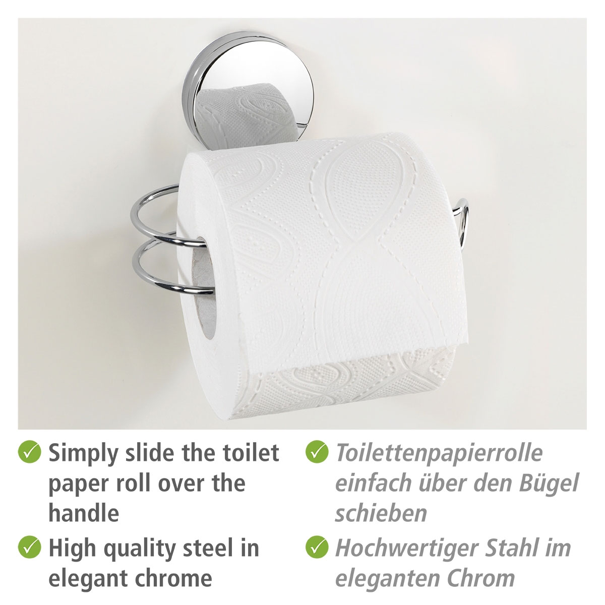 Toilettenpapierhalter „Osimo“, Befestigen ohne bohren, Static-Loc Plus