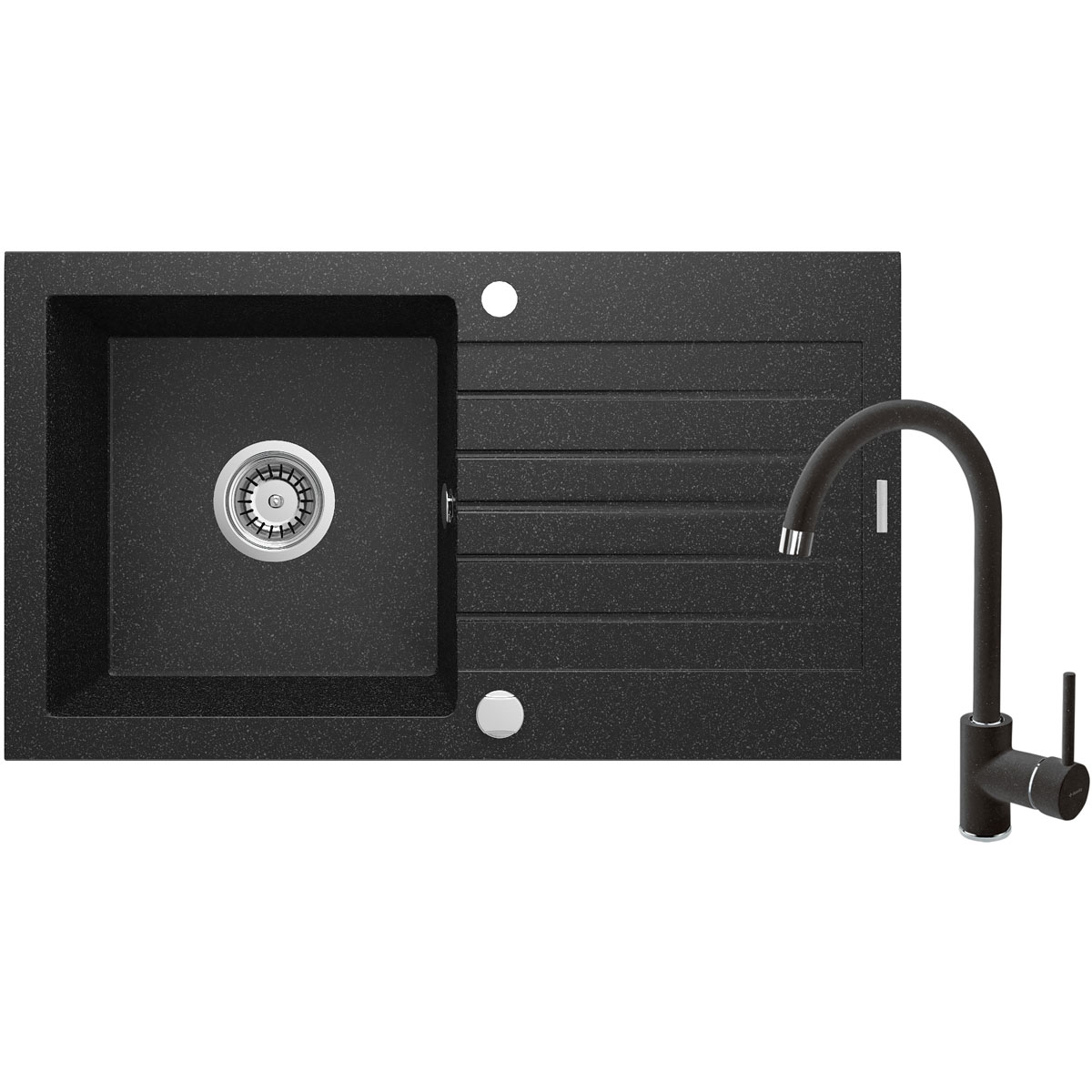 deante  Granitspülen-Set ZORBA mit Armatur graphit