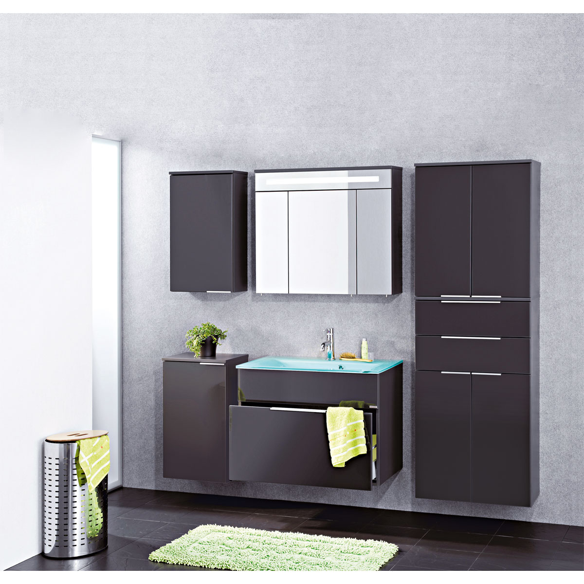 Fackelmann Hängeschrank Kara anthrazit 40 x 70 x 22 cm