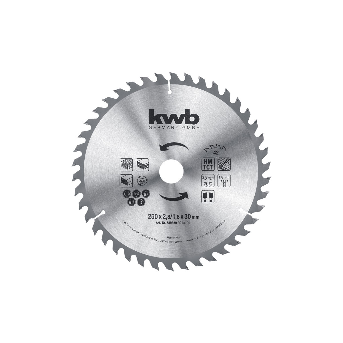 kwb  Spanplattenkreissägeblatt Durchmesser 250 mm