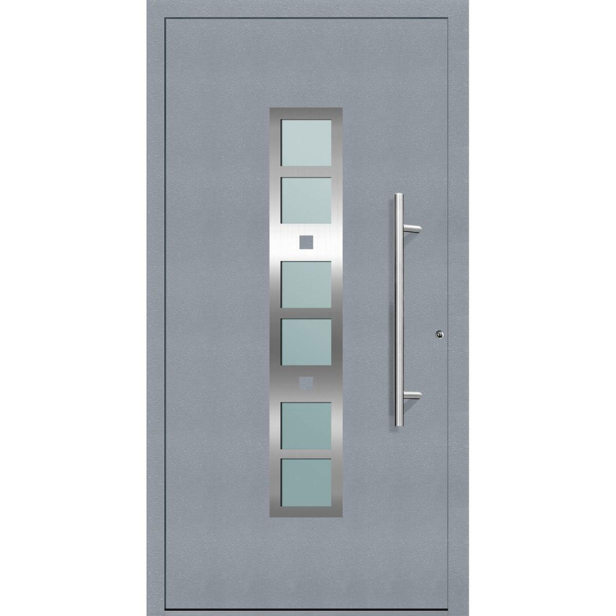 Aluminium Sicherheits-Haustür „Pisa Exklusiv“, 75mm, grau, 110x210 cm, Anschlag rechts, inkl. Griffset