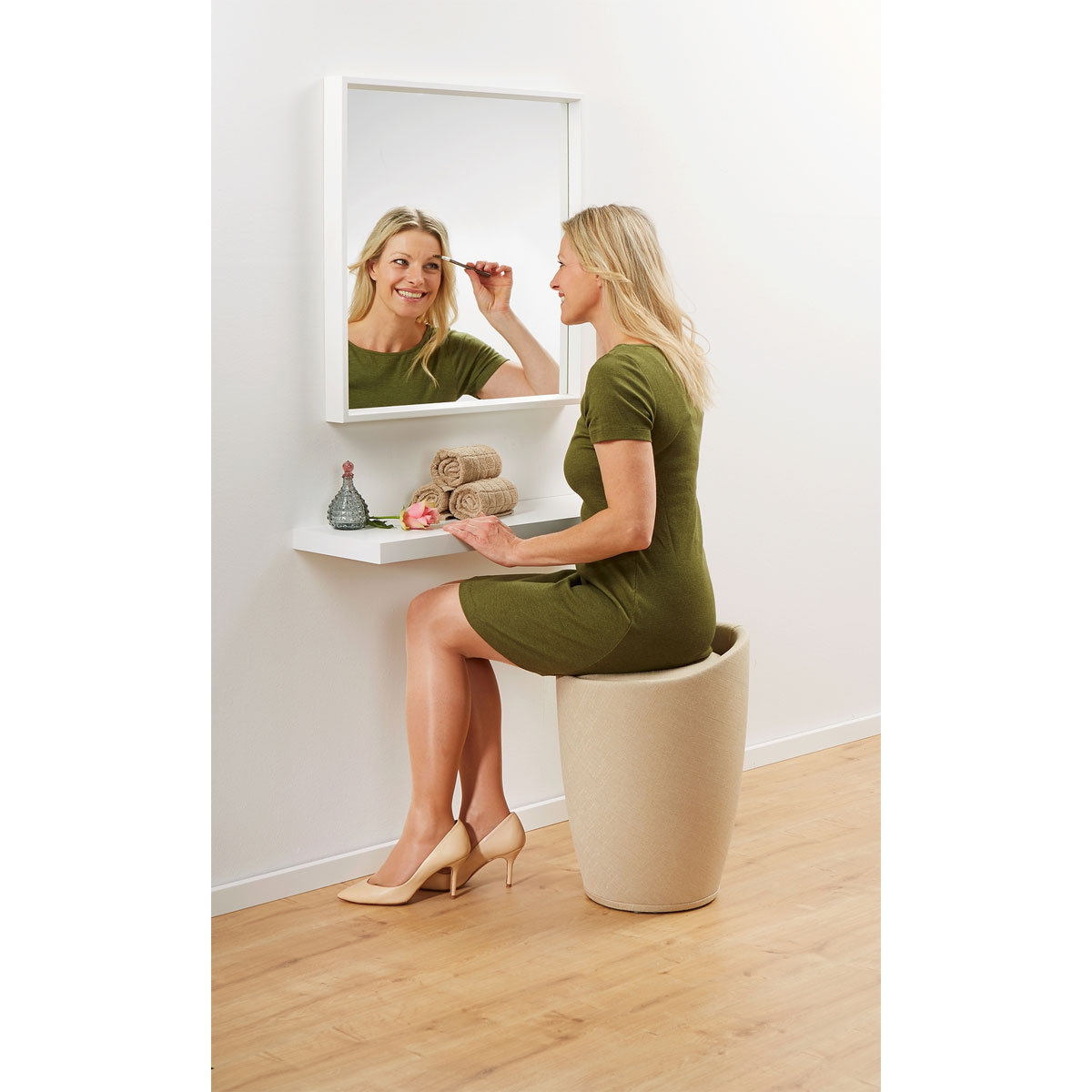 Wenko  Hocker Candy Beige Leinenoptik mit Wäschesack Badhocker mit abnehmbarem Wäschesammler Bild 7