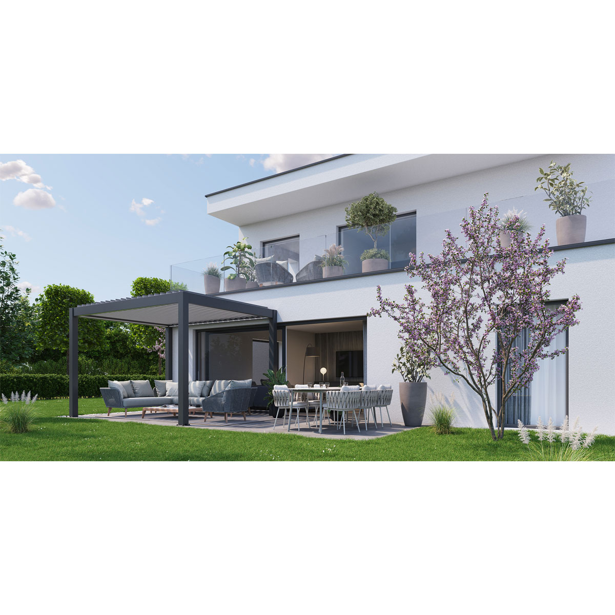 Biohort Pergola Gr. 3 x 3 quarzgrau/silber-metallic Bild 2