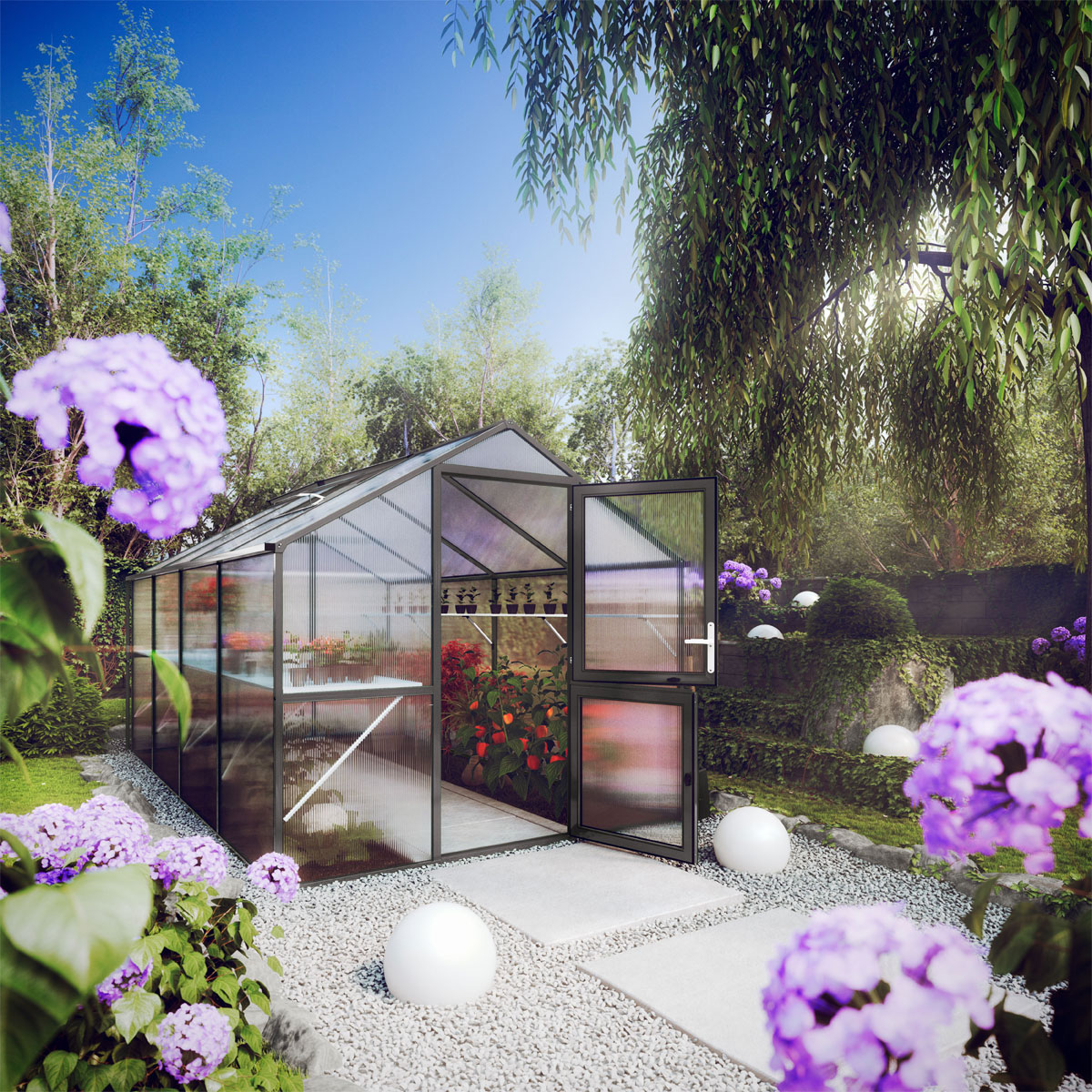 KGT Gewächshaus Rose IV 10m² schwarz